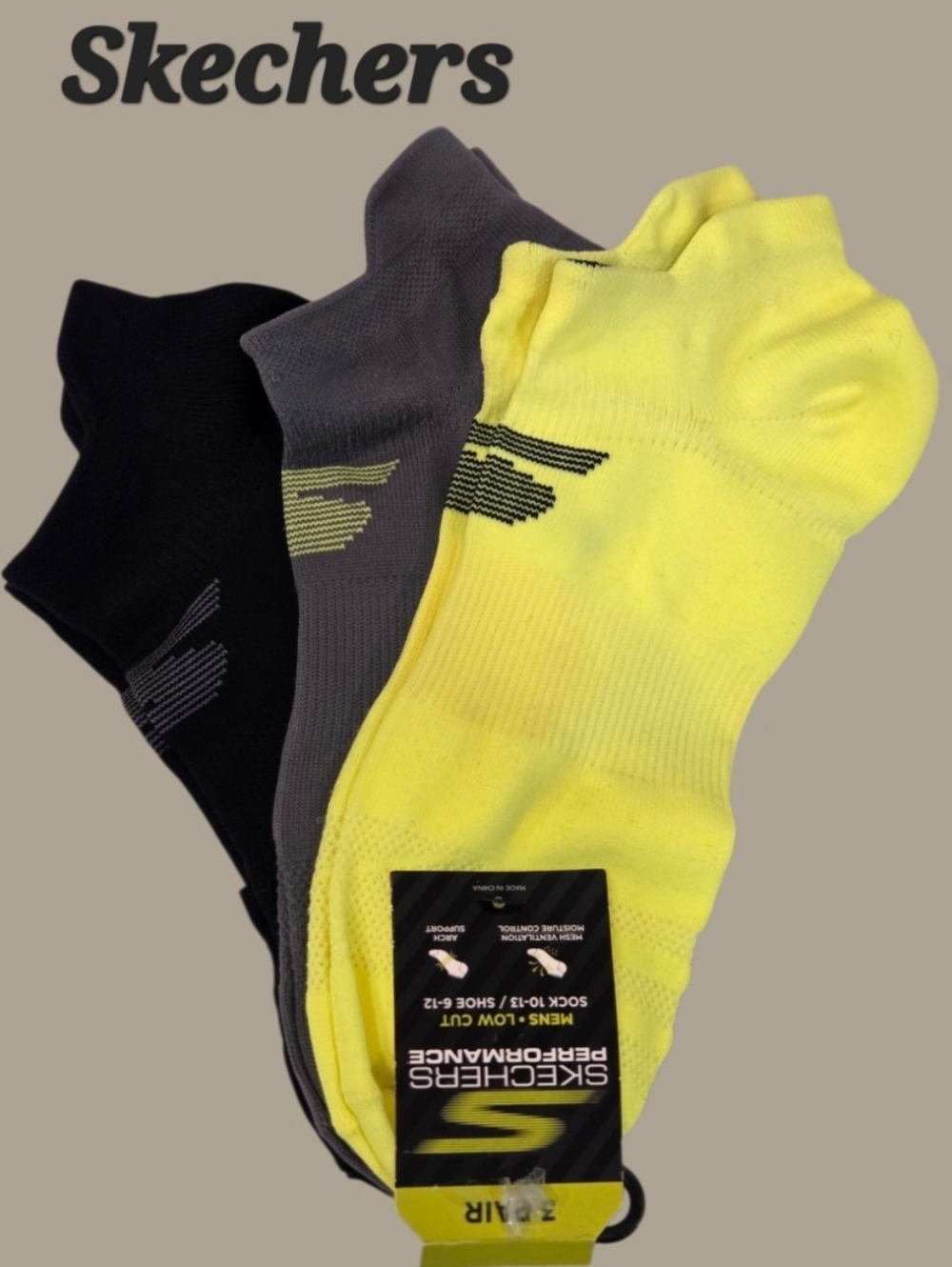 Skechers Performance Mens Low Cut Logo Socks 3 Pair BNWT 10-13